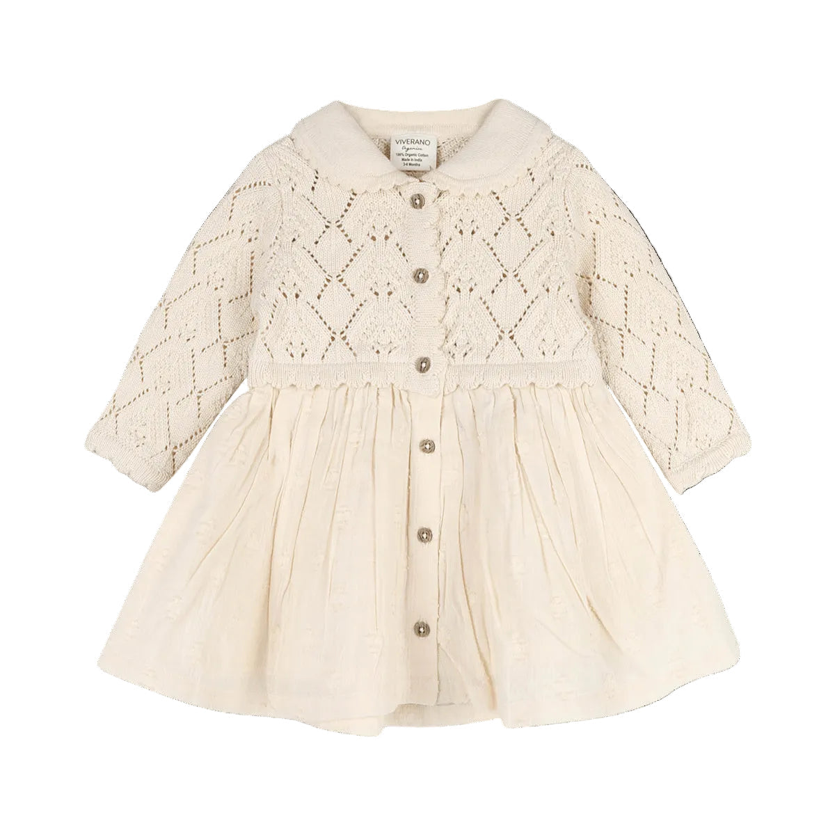 Viverano Organics Phoebe Pointelle Knit Sweater Top Baby Dress
