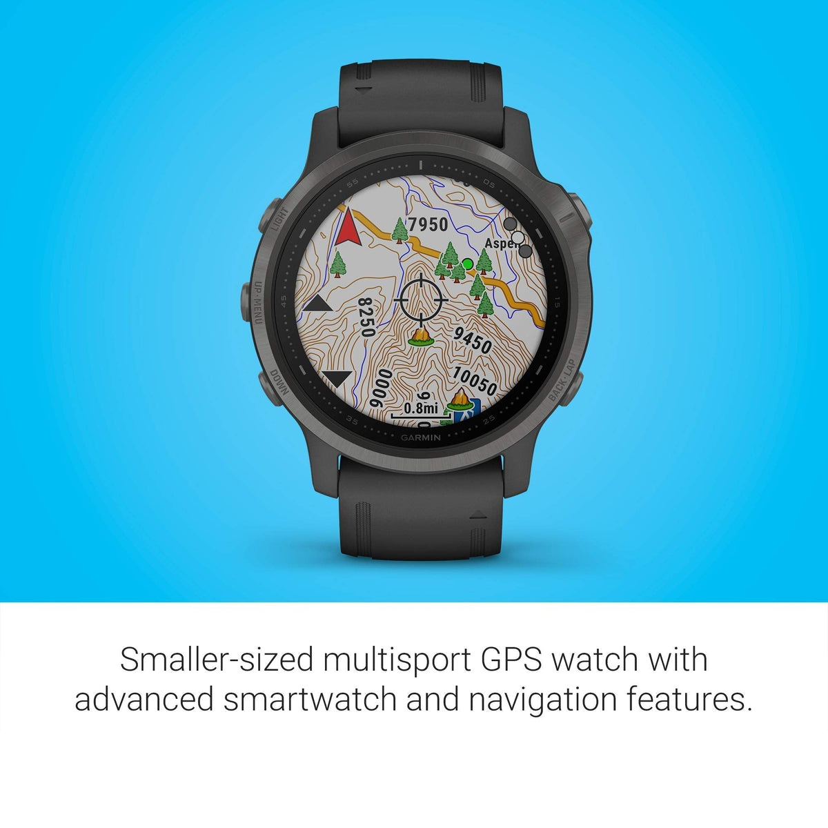 Garmin - fēnix 6S Sapphire GPS 30mm  - Carbon Gray with Black Silicone Band - 010-02159-24