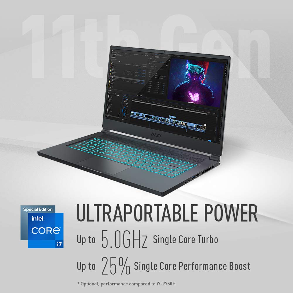 MSI Stealth 15M Laptop 15.6" 144Hz FHD, i7-11375H, RTX 3060, 16GB RAM, 512GB SSD, Carbon Gray (A11UEK-009)