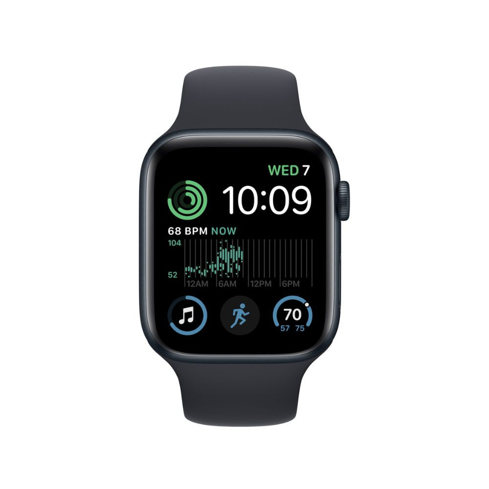 Apple Watch SE 2nd Generation (GPS) 44mm Midnight Aluminum Case with Midnight Sport Band - S/M - MRE73LL/A