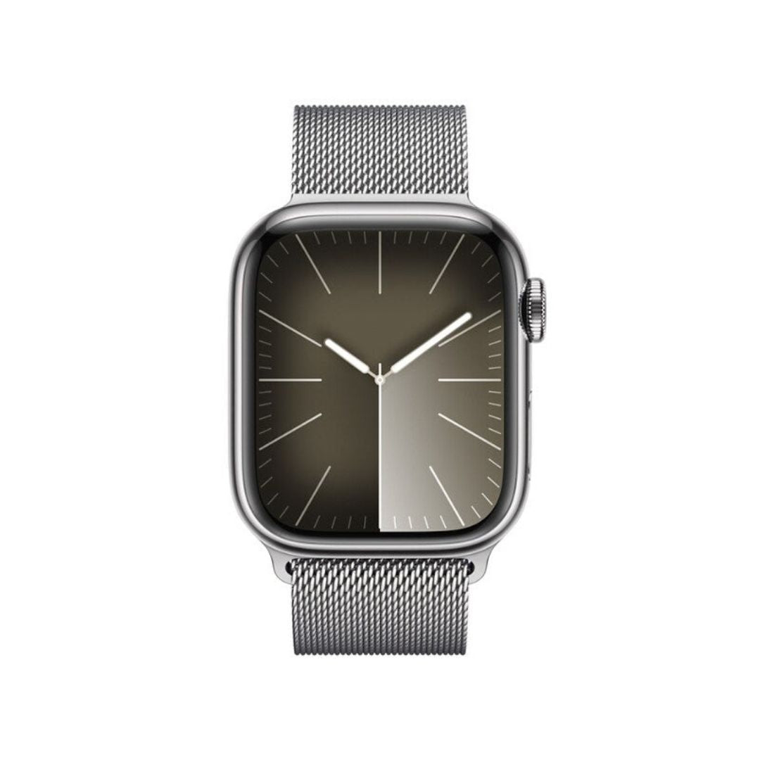 Apple Watch Series 9 (GPS + Cellular) 41mm Silver Stainless Steel Case w/ Silver Milanese Loop – MRJ43LW/A