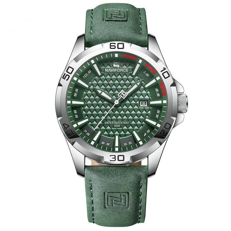 NAVIFORCE Men's Leather Strap Quartz Watch