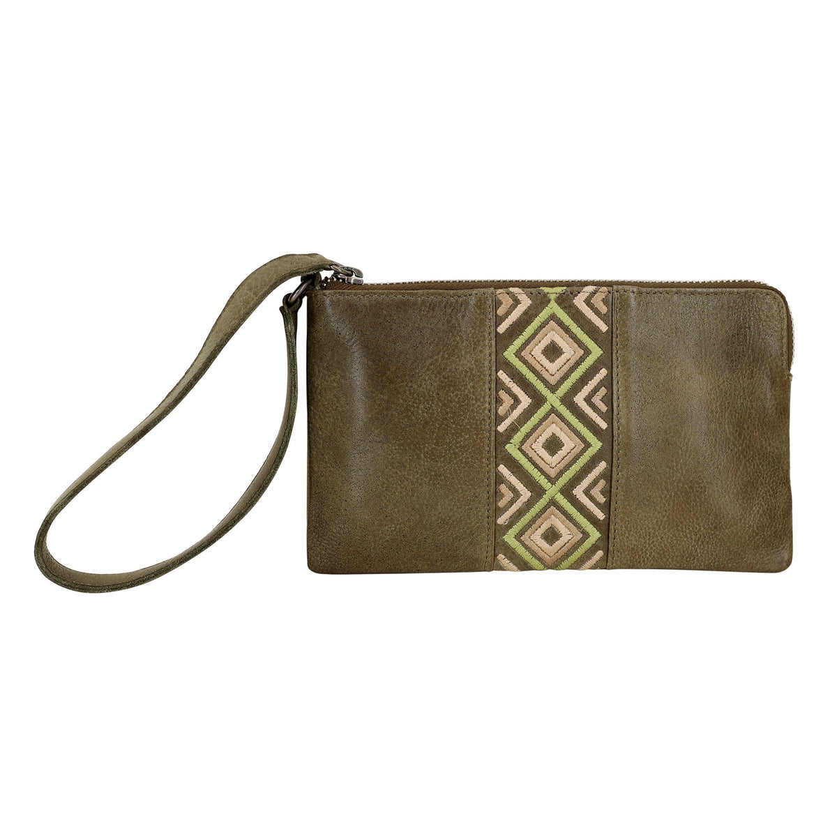 Diamond Leather Wristlet