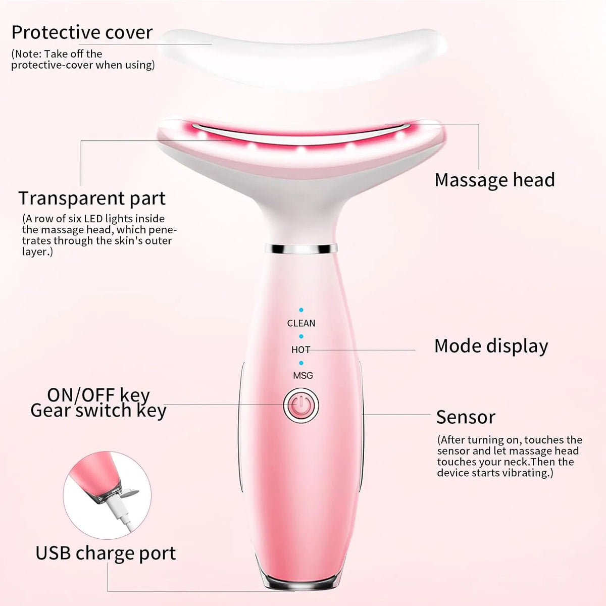 3-in-1 Neck & Face Massager Thermal, Vibration & Skin Care Tool