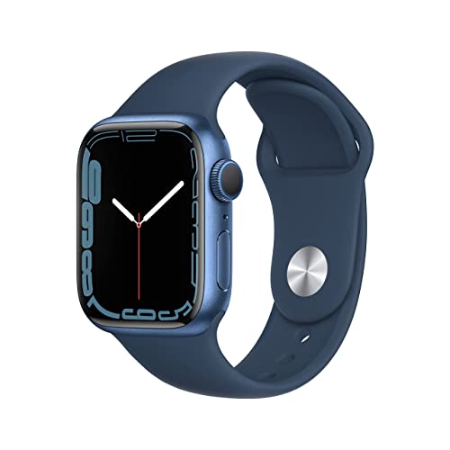 Apple Watch Series 7 (GPS) 41MM Aluminum Case w/Abyss Blue Sport Band - Blue - MKN13LL/A