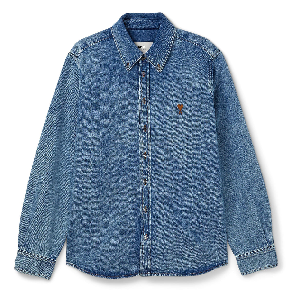 AMI Paris ADC Cotton Button-Down Shirt (Blue)