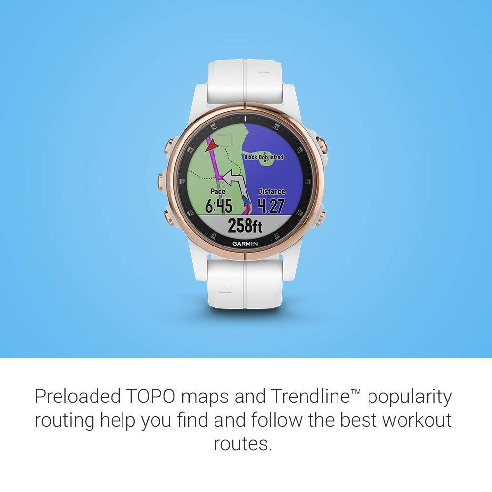 Garmin - fēnix 5S Plus Sapphire - Carrara White/Rose Gold - 010-01987-06
