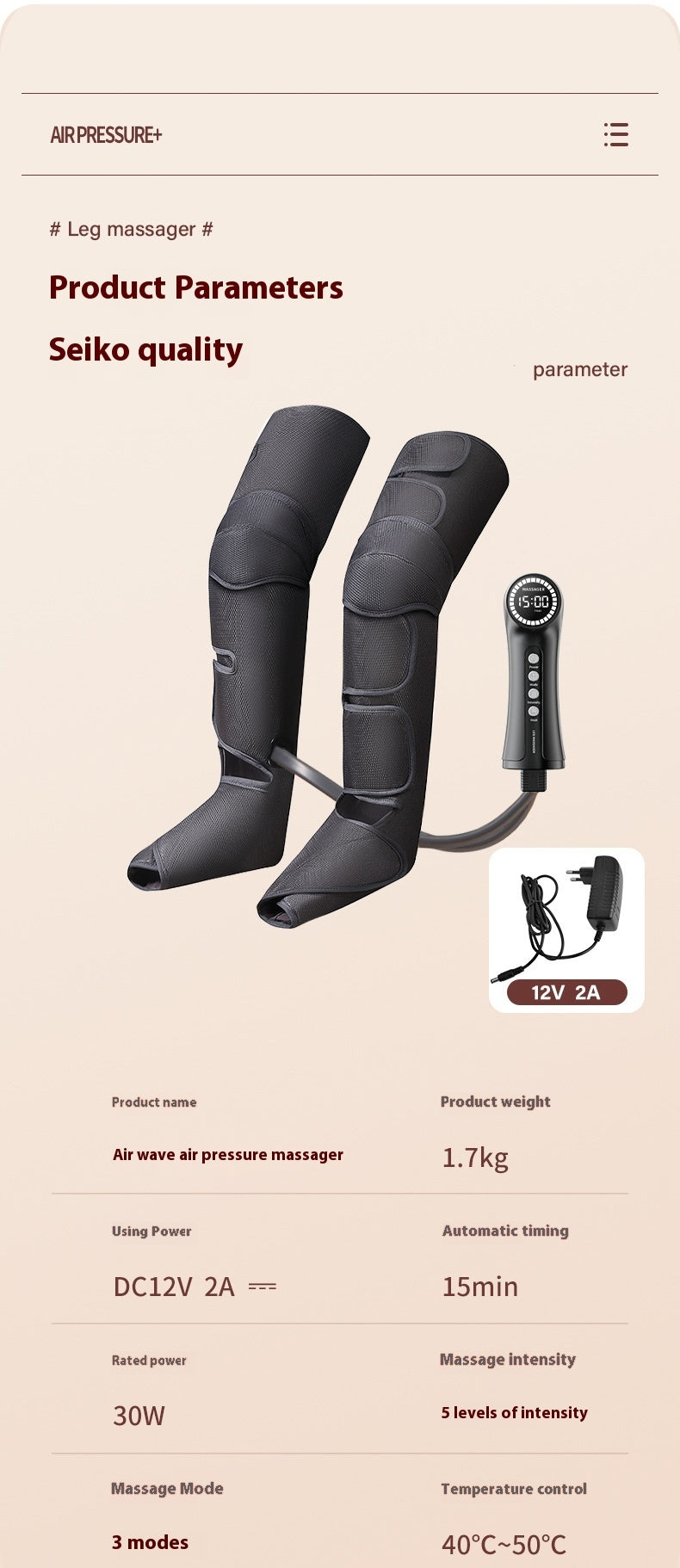 Pneumatic Leg Kneading & Compression Massager