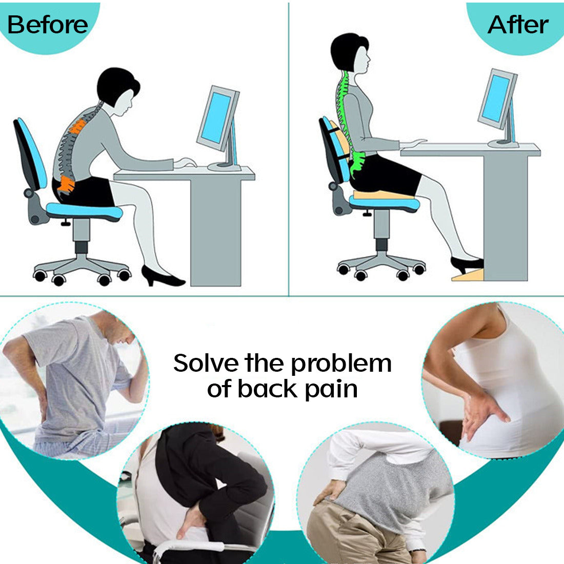 Memory Foam Lumbar Support Cushion