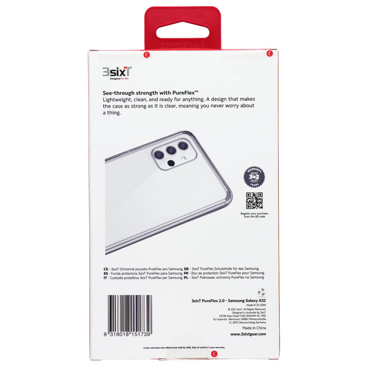 3SIXT PureFlex Series Case for Samsung Galaxy A32 - Clear - New