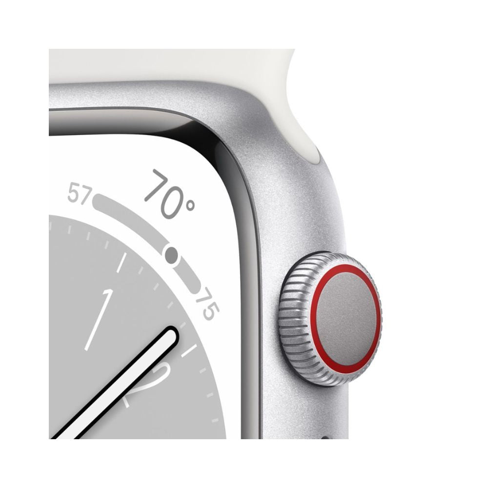 Apple Series 8 GPS+Cel 41mm Alum Case White Sport Band - White  M/L - MP4F3LL/A