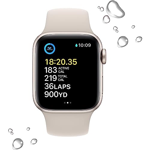 Apple Watch SE 2nd Gen GPS+Cel 44MM Aluminum Case Starlight Sport Band Starlight - MNTX3LL/A