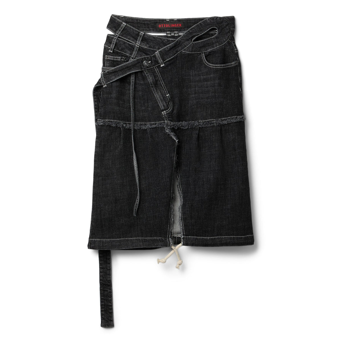 Ottolinger Signature Wrap Denim Skirt (Black wash)