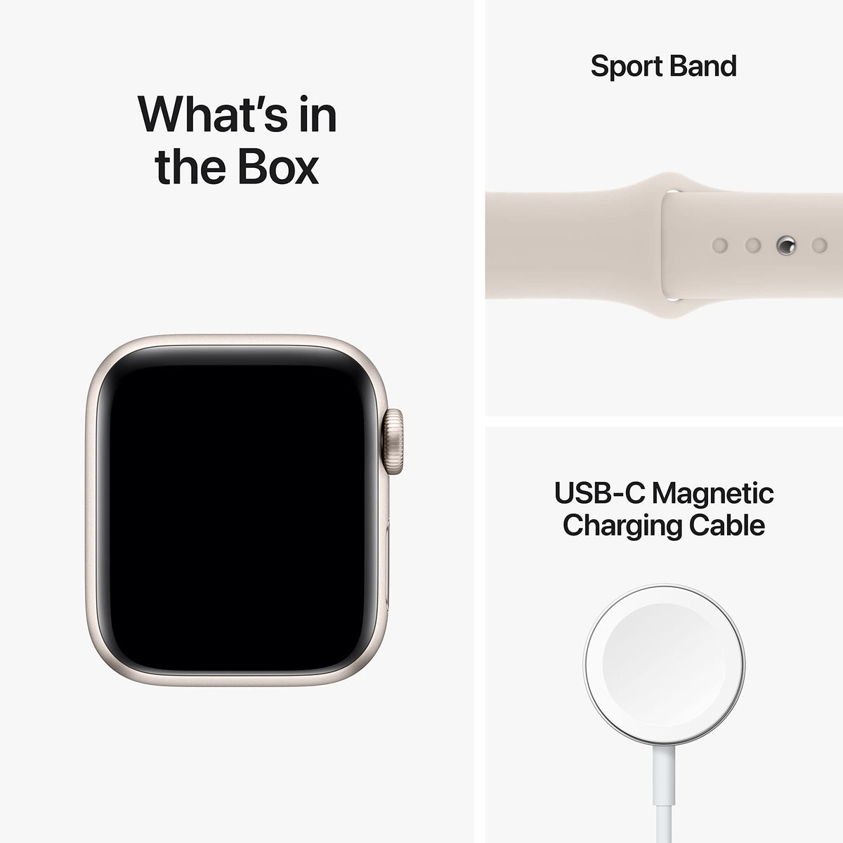 Apple Watch SE 2nd Gen GPS, 40mm Starlight Aluminum Case with Sport Band, M/L - MRG03LL/A
