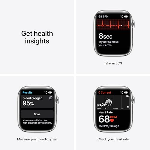 Apple Watch Series 7 (GPS + Cellular, 45MM) Silver Stainless Steel Case with Starlight Sport Band - MKJD3LL/A