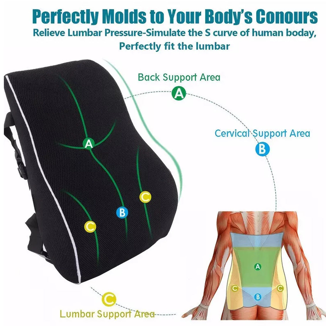 Memory Foam Lumbar Support Cushion