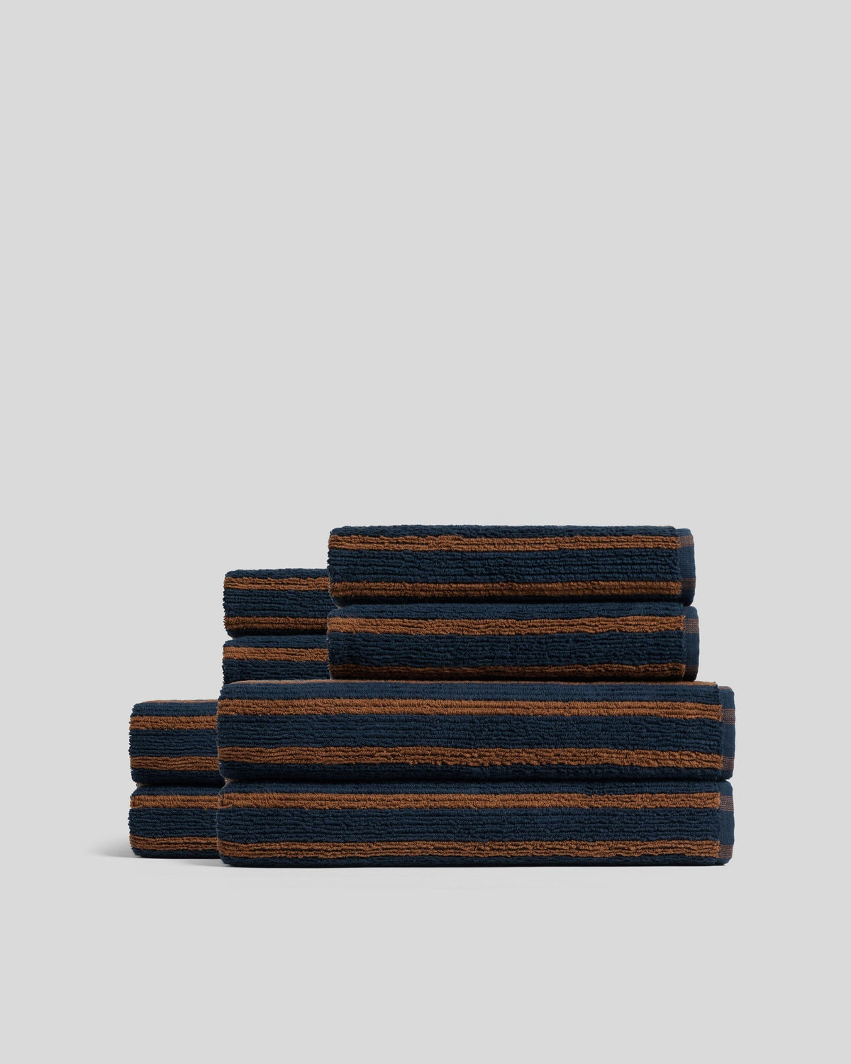 4+4 Organic Resort Stripe Bath Bundle - Ink with Tobacco