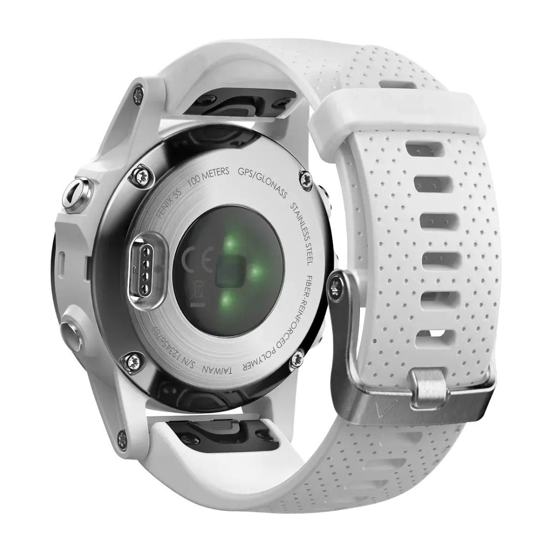 Garmin fenix 5S Smartwatch – 42mm Fiber-Reinforced Polymer – White with Carrara White Band – 010-01685-00