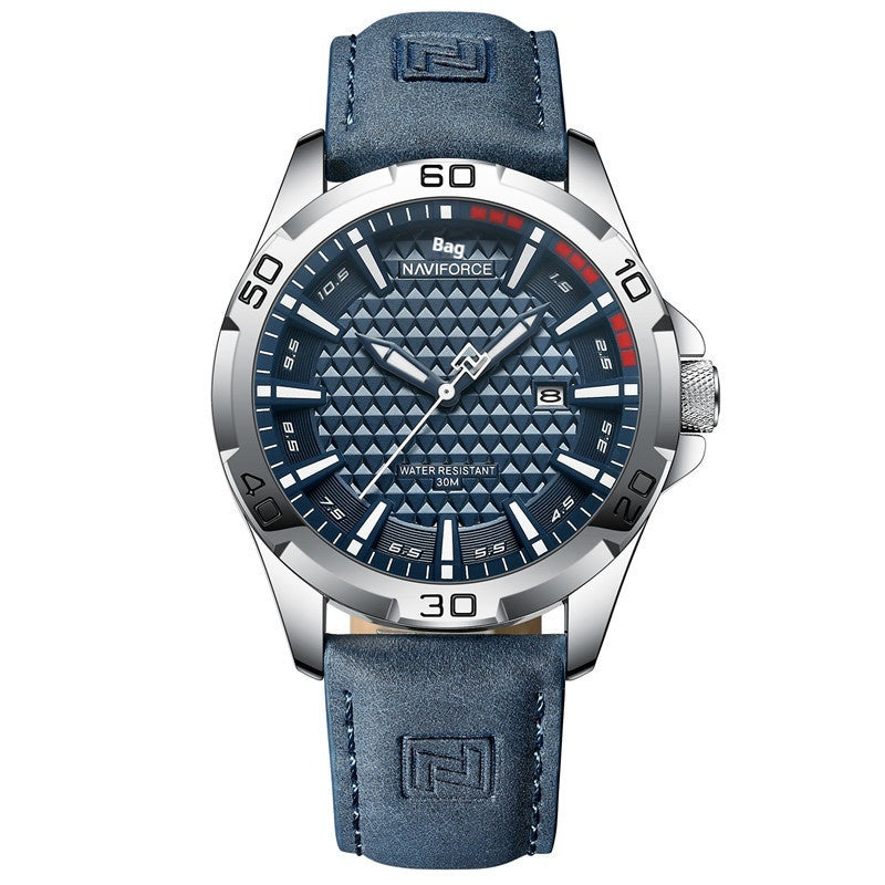 NAVIFORCE Men's Leather Strap Quartz Watch
