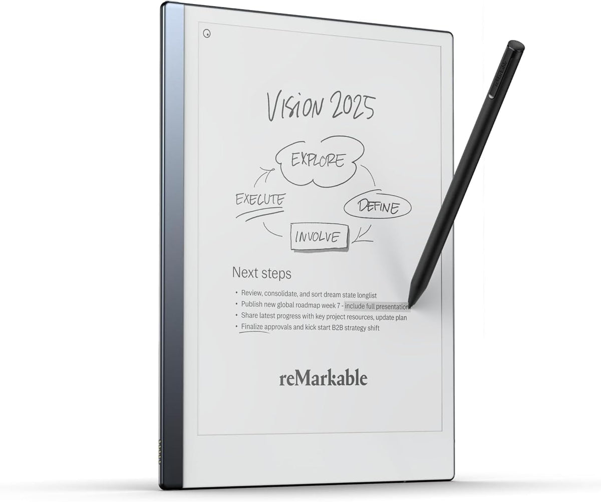 reMarkable 2 - 10.3 Paper Tablet with Black Marker Plus and Premium Leather Book Folio - Brown