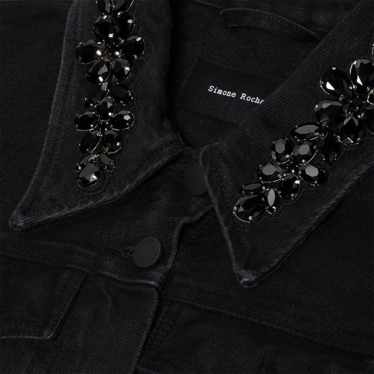Simone Rocha Sculpted Short Denim Coat (Black/Jet)