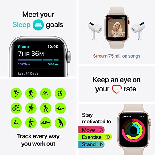 Apple Watch SE (GPS + Cellular, 44mm) Space Gray Aluminum Case with Tornado/Grey Sport Loop - MKRT3LL/A