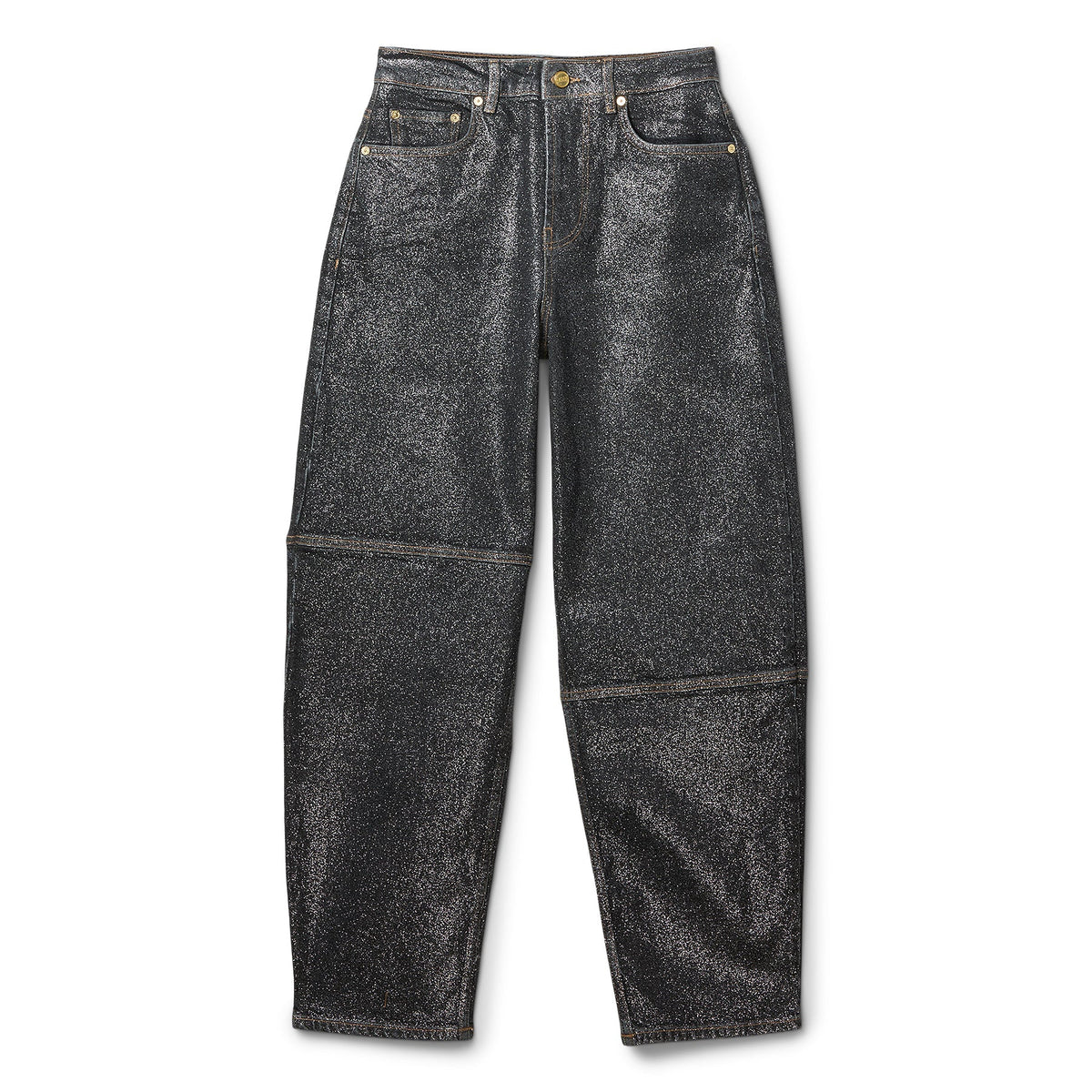 GANNI Shimmery Foil Denim Stary (Washed Black/Black)