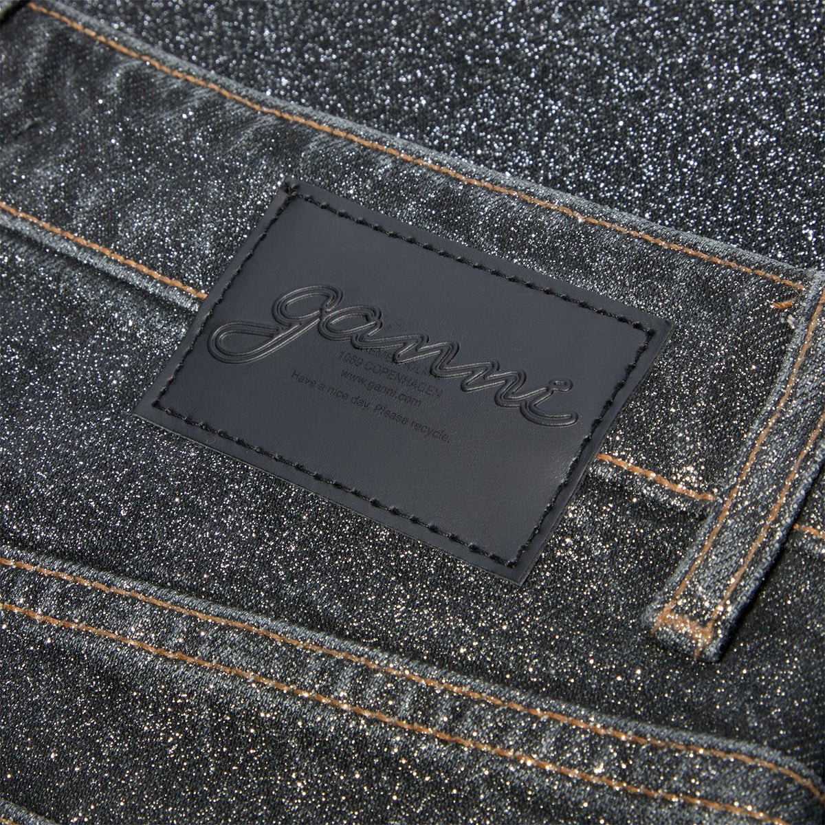 GANNI Shimmery Foil Denim Stary (Washed Black/Black)