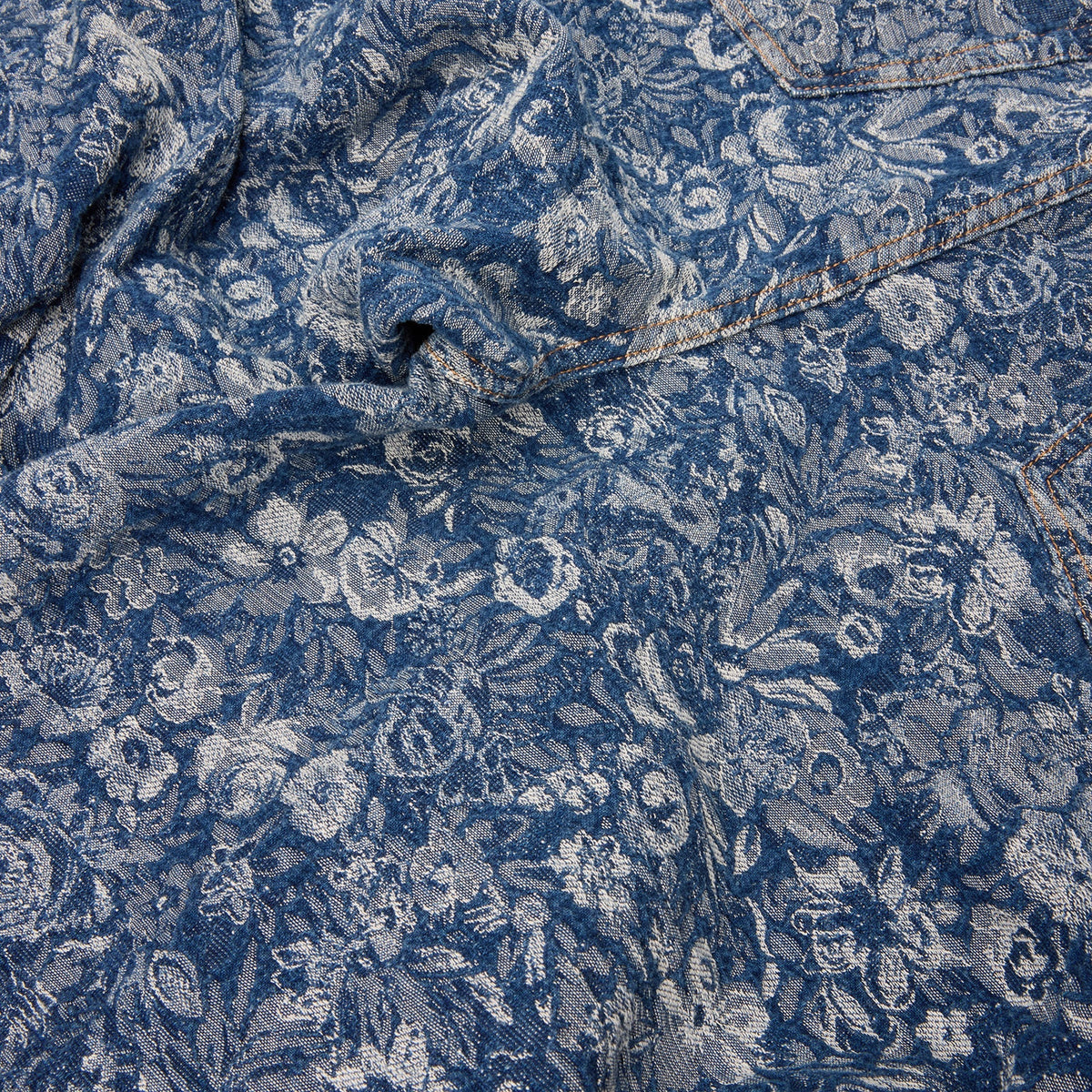 GANNI Tapestry Draped Jeans (Mid Blue Stone)