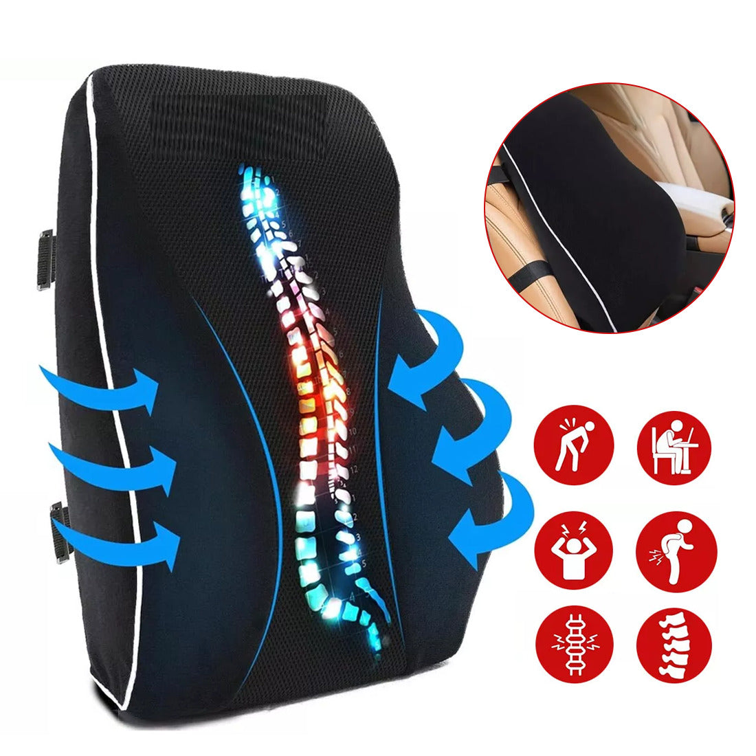 Memory Foam Lumbar Support Cushion