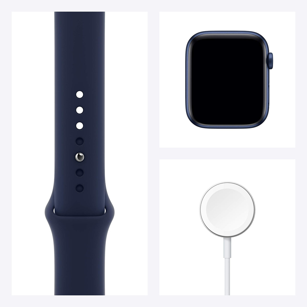 Apple Watch Series 6 GPS 44mm Blue Aluminum Case with Deep Navy Sport Band Blue - M00J3LL/A