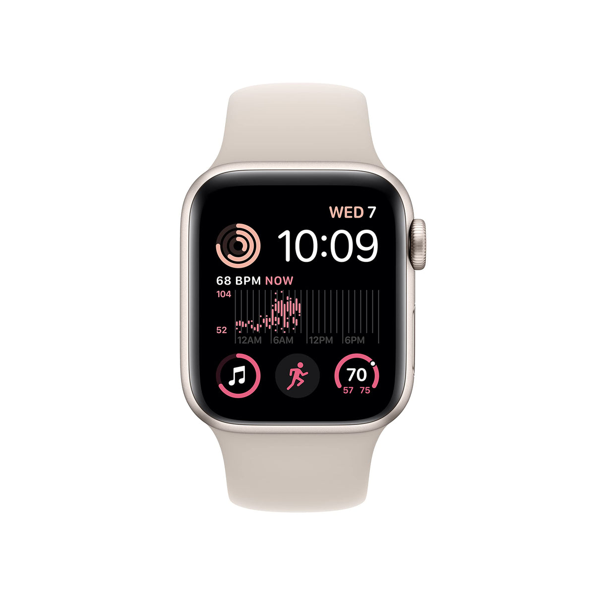 Apple Watch SE 2nd Gen GPS, 40mm Starlight Aluminum Case with Sport Band, M/L - MRG03LL/A