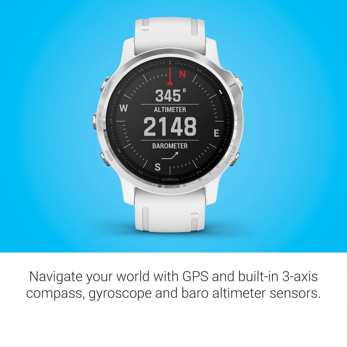 Garmin fenix 6S Smartwatch 42mm Polymer -White with White Silicone Band - 010-02159-00