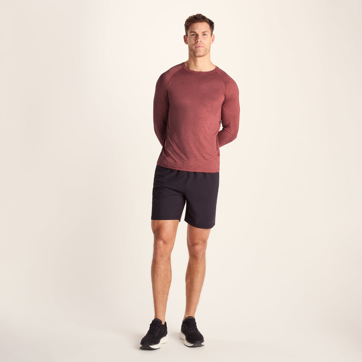 Ace Mens Long Sleeve Performance T-Shirt - Garnet Red