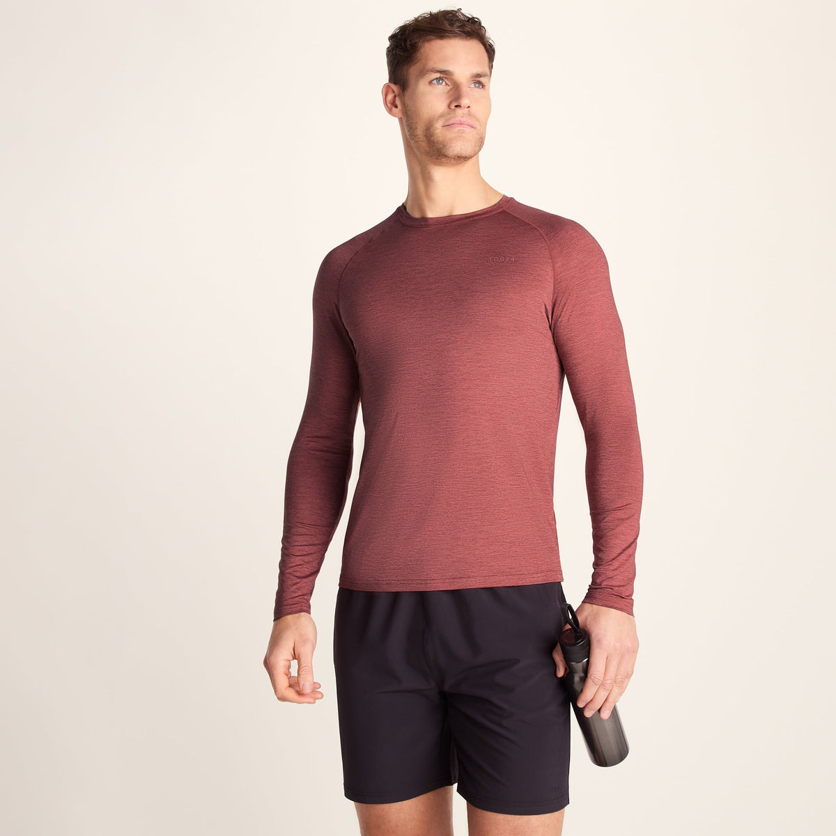 Ace Mens Long Sleeve Performance T-Shirt - Garnet Red