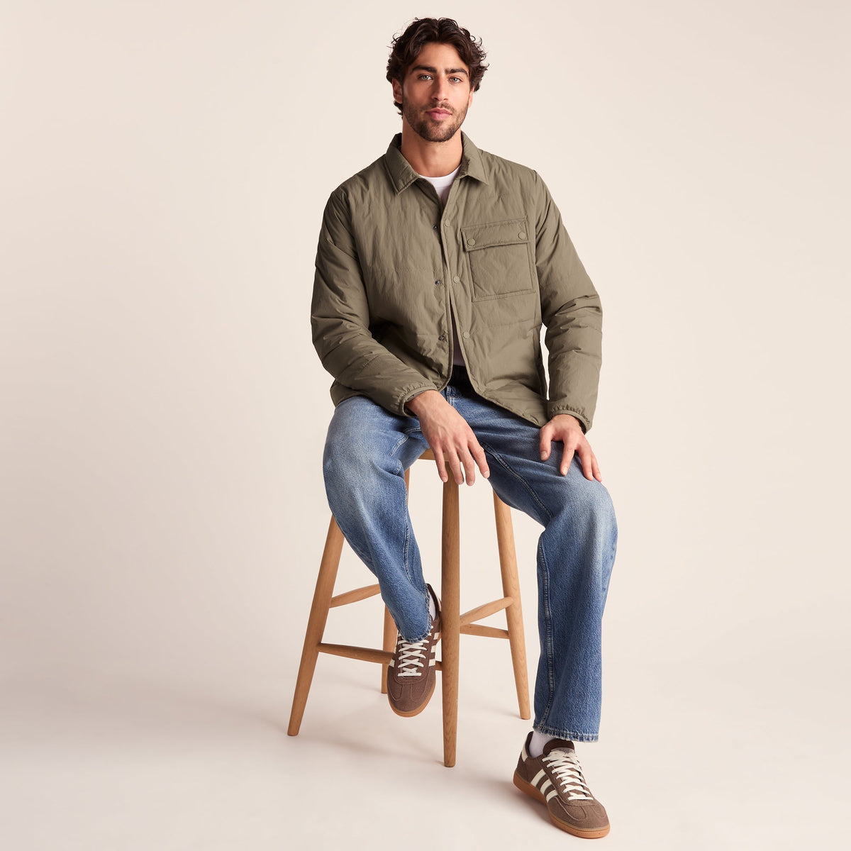 Adamson Mens Shower Resistant Insulated Shacket - Mushroom