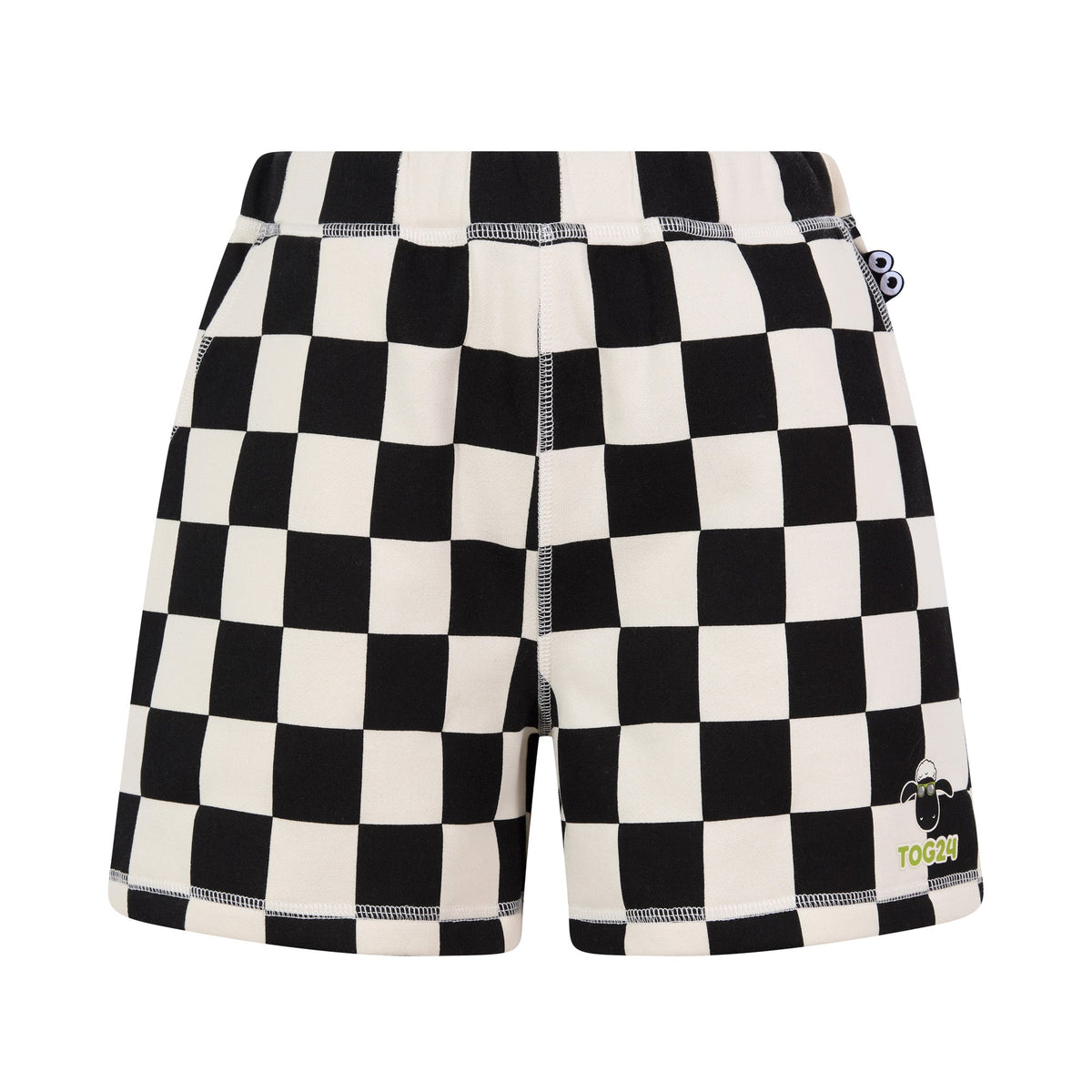 Afrino Kids Shaun the Sheep Sweatshort - Black Woolly Checkerboard