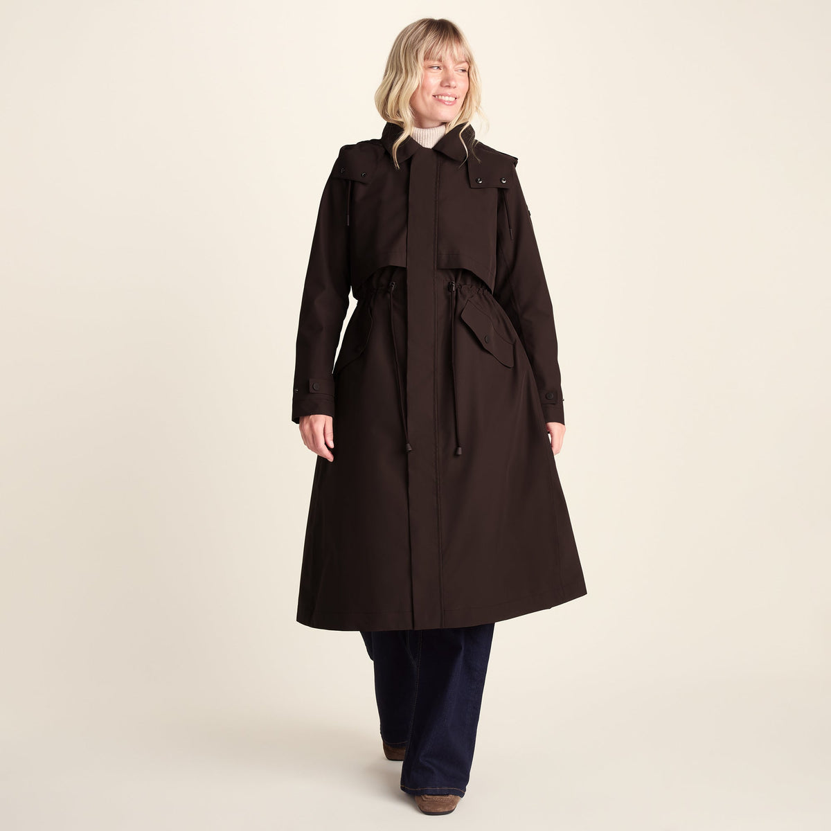 Alva Womens Waterproof Trench Coat - Chocolate Brown