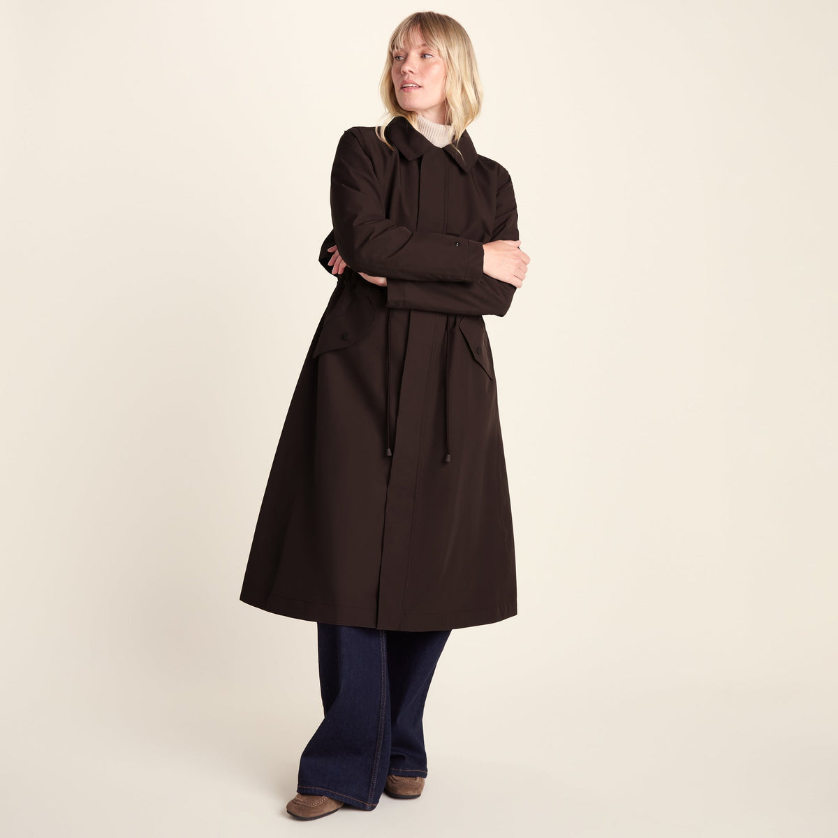 Alva Womens Waterproof Trench Coat - Chocolate Brown
