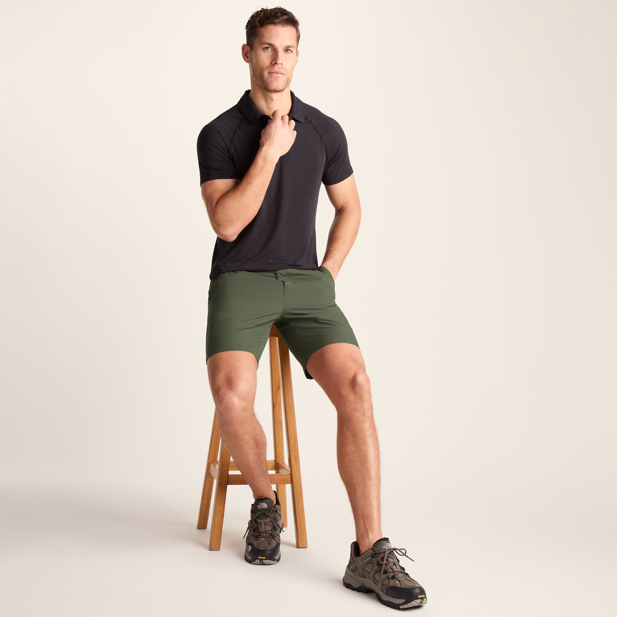 Amble Mens Lightweight Ripstop Performance Shorts - Khaki