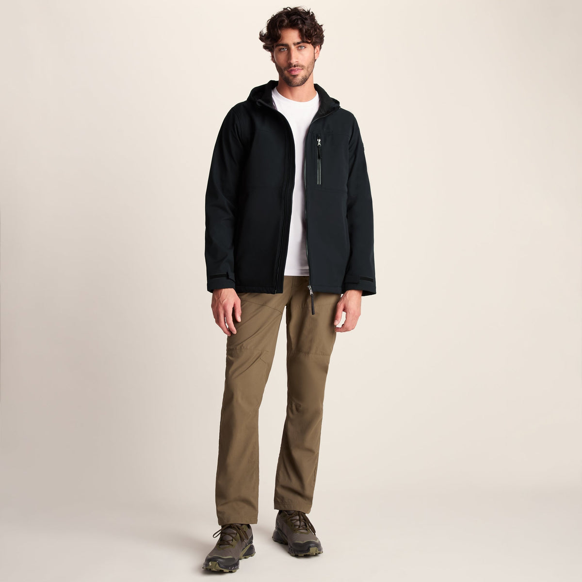 Andro Mens Hooded Waterproof Softshell Jacket - Black