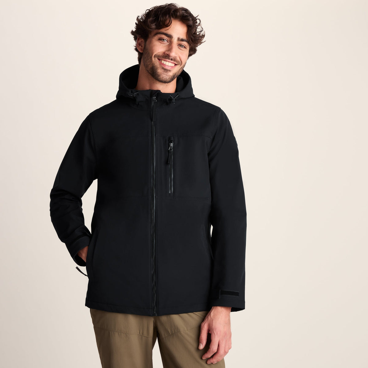 Andro Mens Hooded Waterproof Softshell Jacket - Black