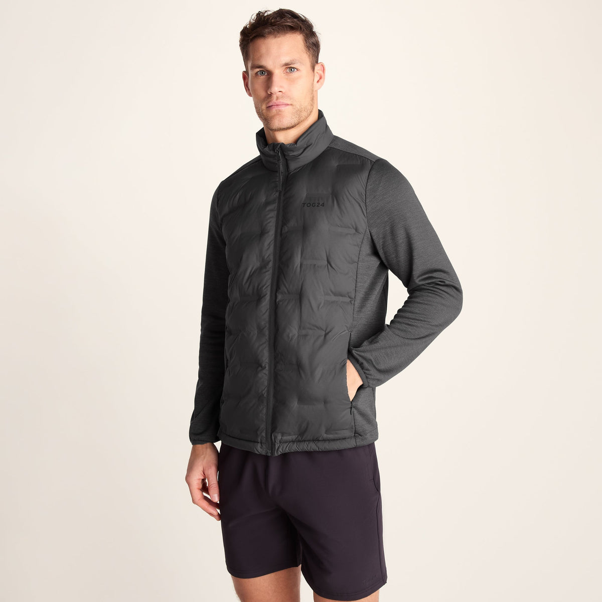 Anick Mens Lightweight Insulated Hybrid Jacket - Deep Slate