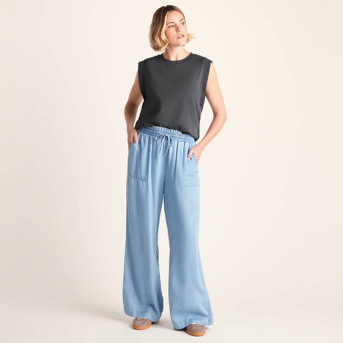 April Womens 100% Cotton Supersoft Boxy Fit Vest - Deep Slate