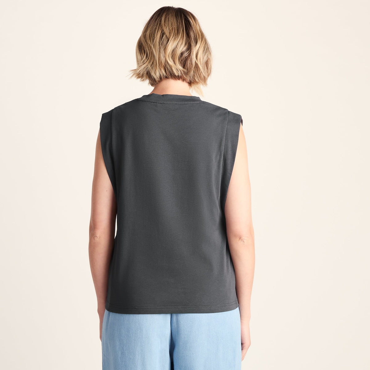 April Womens 100% Cotton Supersoft Boxy Fit Vest - Deep Slate