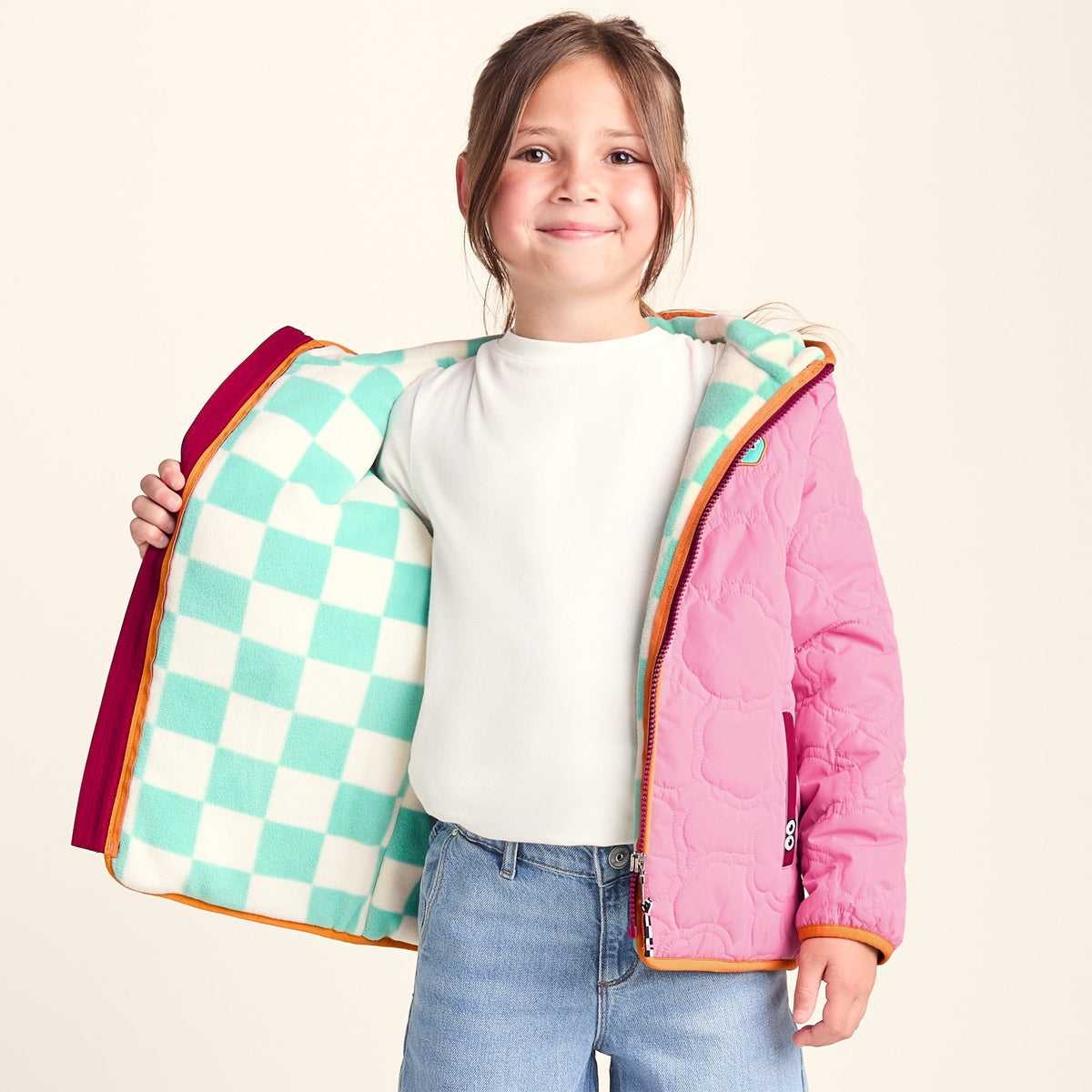 Arapawa Shaun the Sheep Kids Insulated Quilted Coat Microfleece Lining - Candy Floss Pink