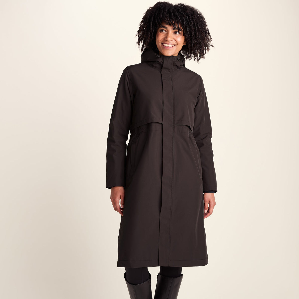 Ari Womens Longline Waterproof Insulated Trench Coat - Chocolate Brown