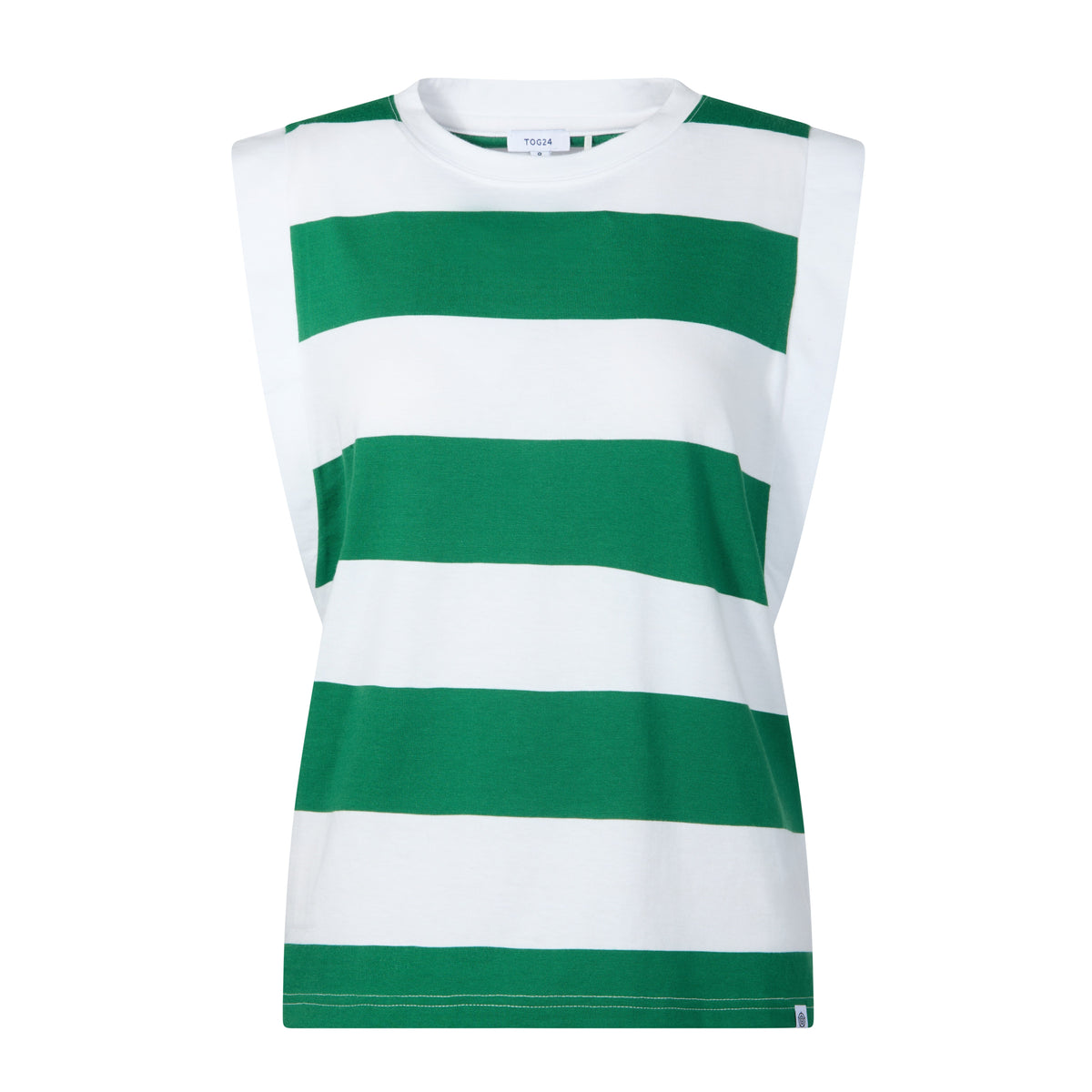 Aurelia Womens 100% Cotton Supersoft Boxy Fit Vest - Green Stripe