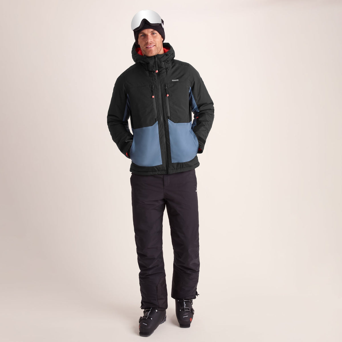 Avoriaz Mens Performance Waterproof Insulated Ski Jacket - Black/Fjord Blue