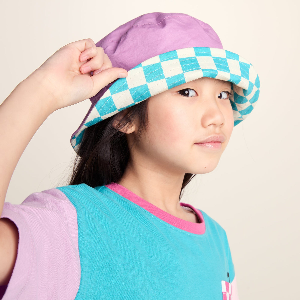 Balkhi Kids Shaun the Sheep Bucket Hat - Spearmint/Woolly Checkerboard
